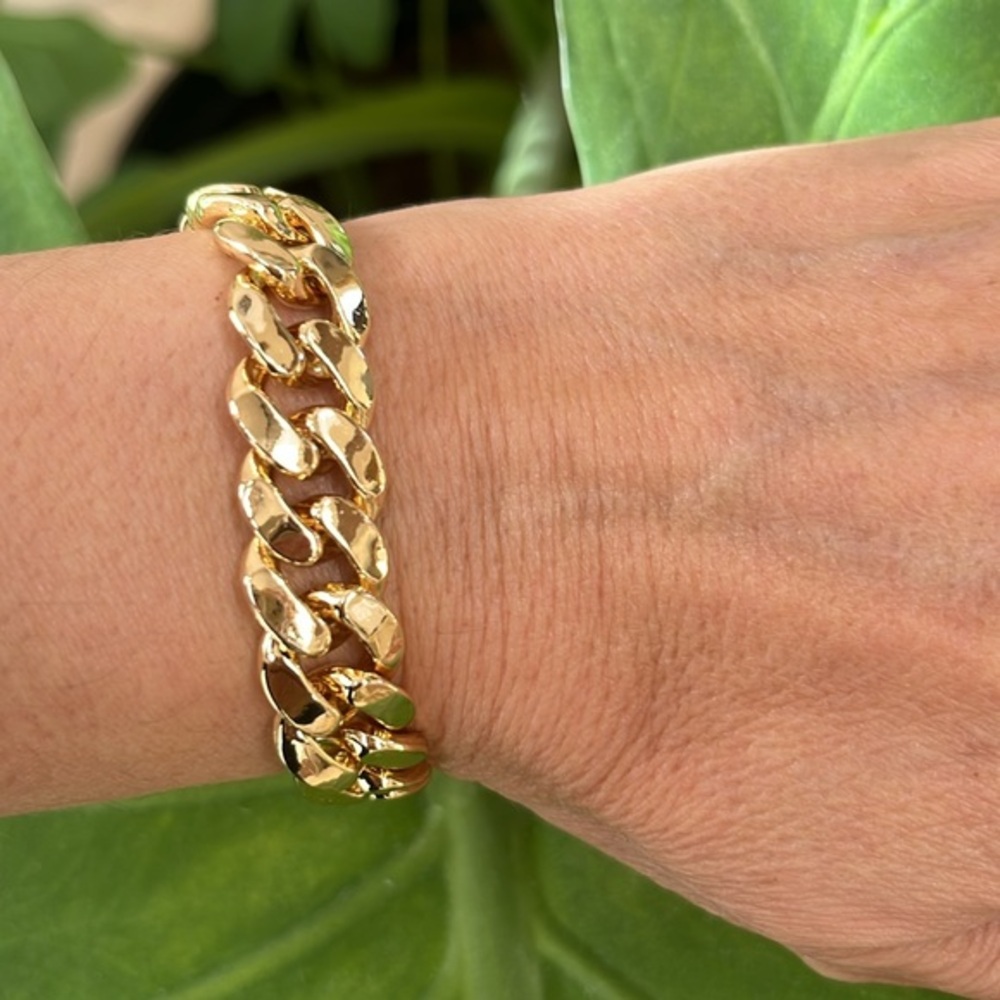 New 14K Gold over Stainless Steel Cuban Bracelet 8.25” inches long